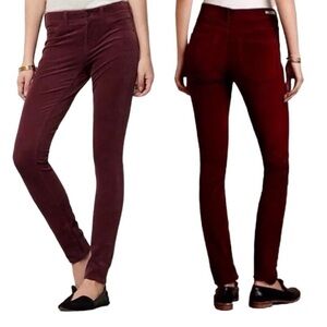Pilcro And The Letterpress Womens Burgundy Stretch Serif Corduroy Pants Sz 29